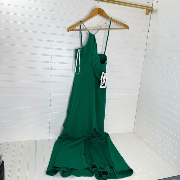 NEW Xscape Womens Petites One Shoulder Long Evening Dress Green 8P - Picture 3 of 10